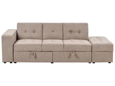 Sectional Sofa Bed with Ottoman Taupe FALSTER