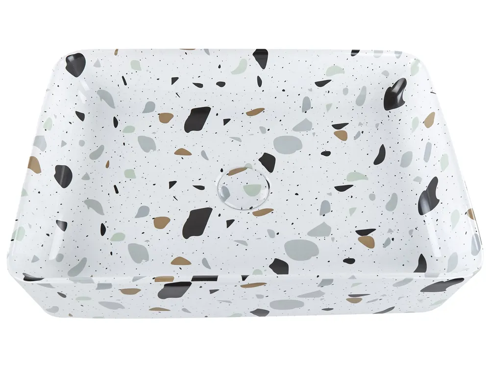 Countertop Basin NULES 510 x 340 mm Ceramic Terrazzo Effect White Terrazzo_922117