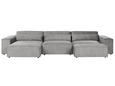Canapé d'angle à droite modulable 3 places en tissu ottoman gris HELLNAR