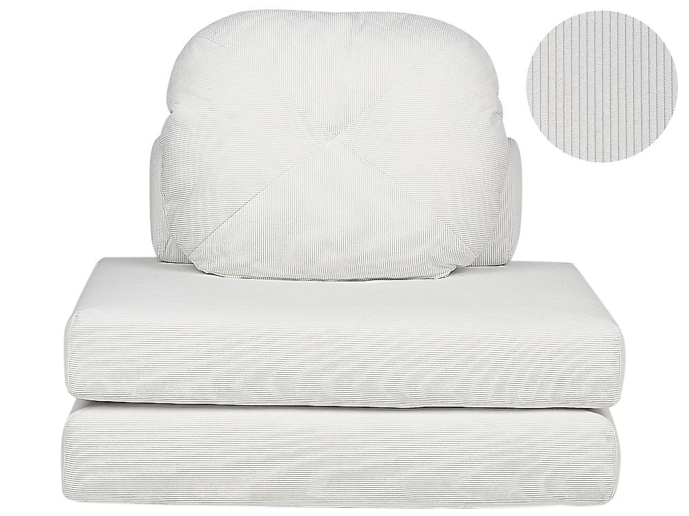 Fauteuil convertible OLDEN Velours côtelé Blanc cassé