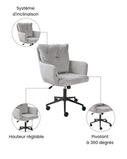 Chaise de bureau ALPINE Fourrure synthétique Gris_1071086