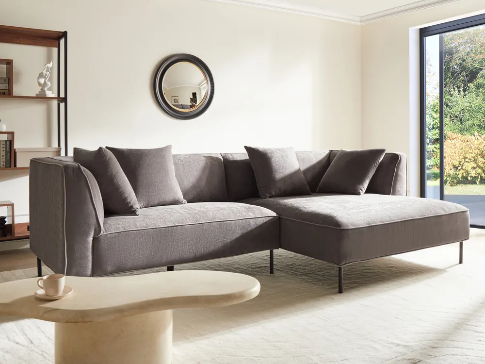 Divano angolare posti SATER Ciniglia Tortora Lato Sinistro
