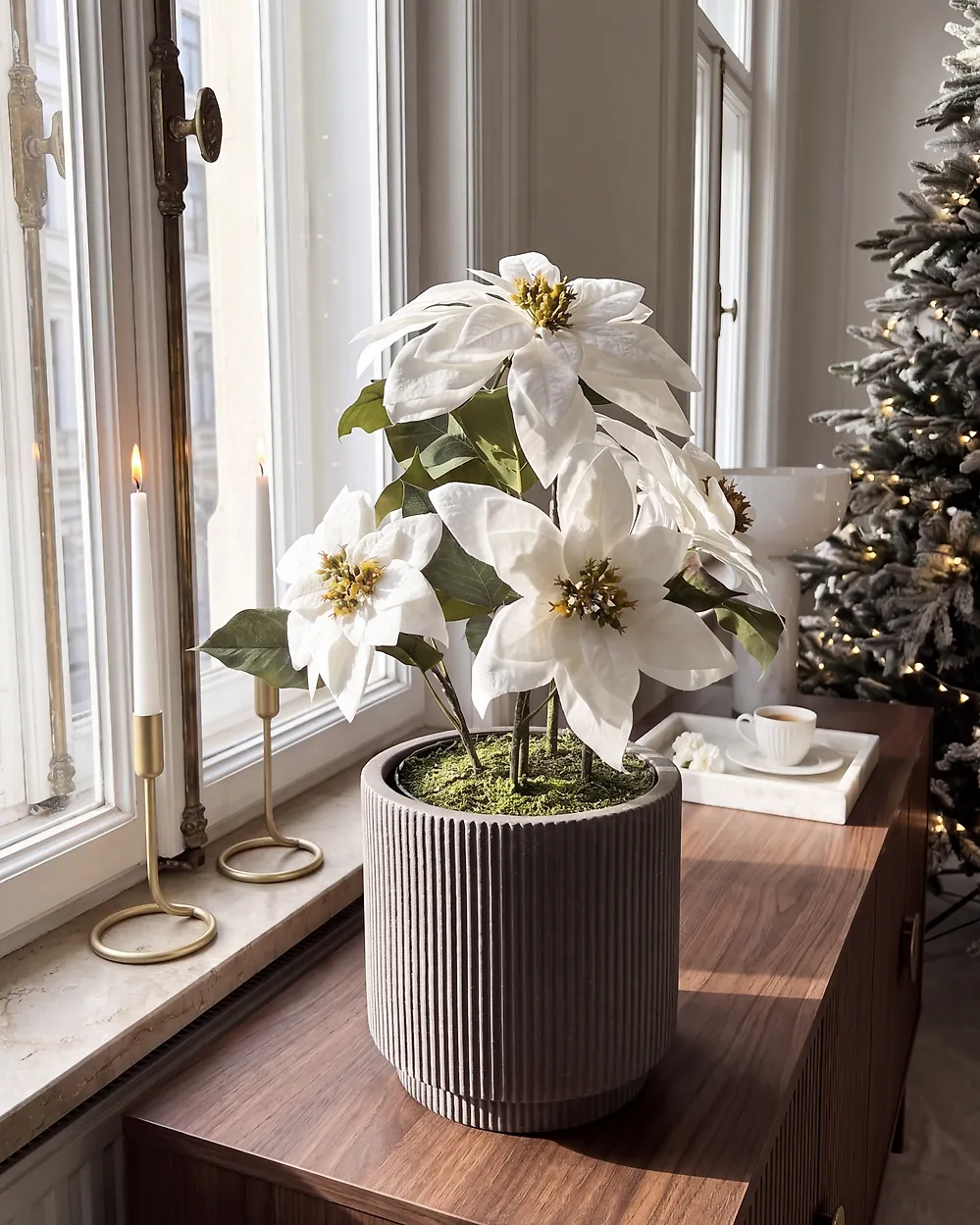 Pianta artificiale CHRISTMAS FLOWER 61 cm Bianco_1174958