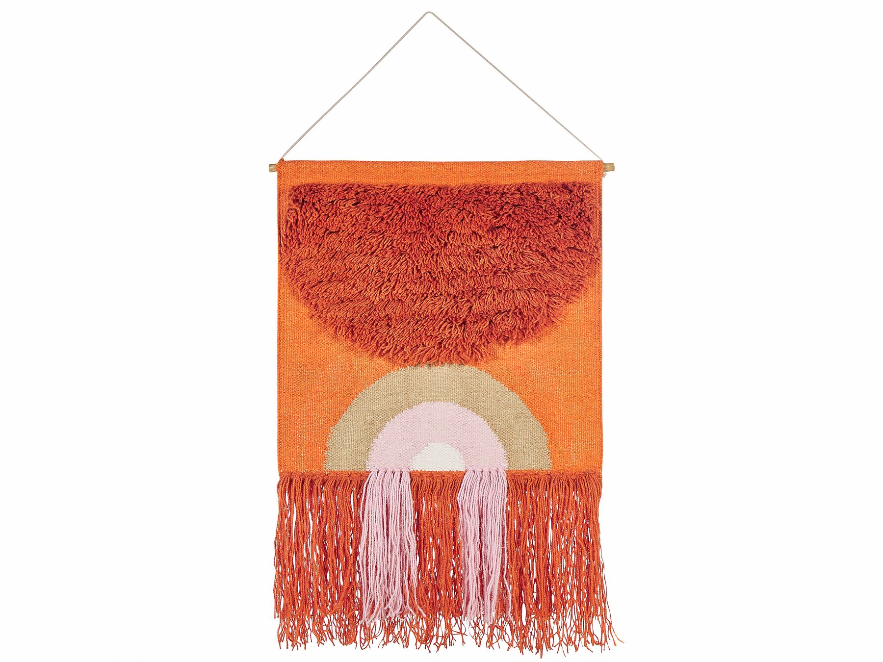 Décoration murale en coton avec pompons orange KAMALIA_843614