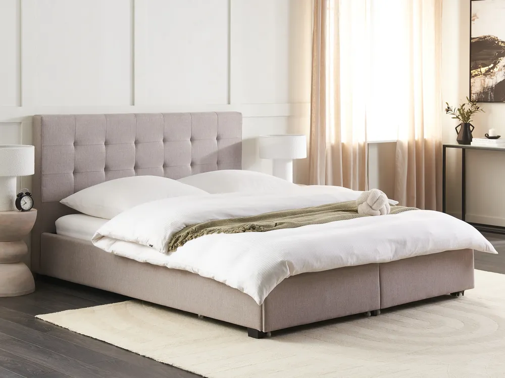 Bett mit Schubladen LA ROCHELLE Stoff Hellgrau 160 x 200 cm_744879