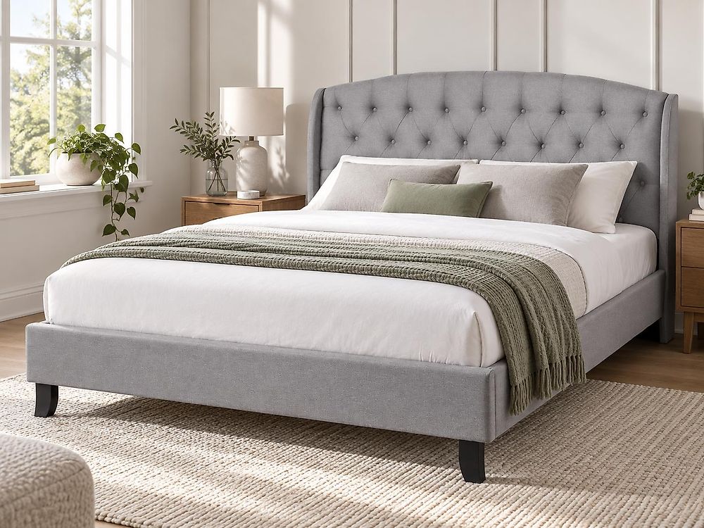 Bed Stof BORDEAUX 140 x 200 cm Lichtgrijs