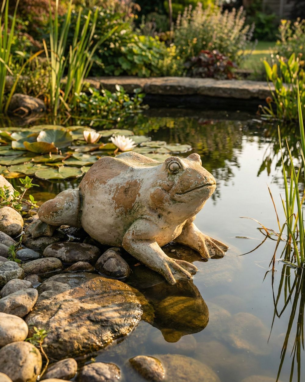 Gartenfigur CARAPELLE Frosch 23 cm Beige