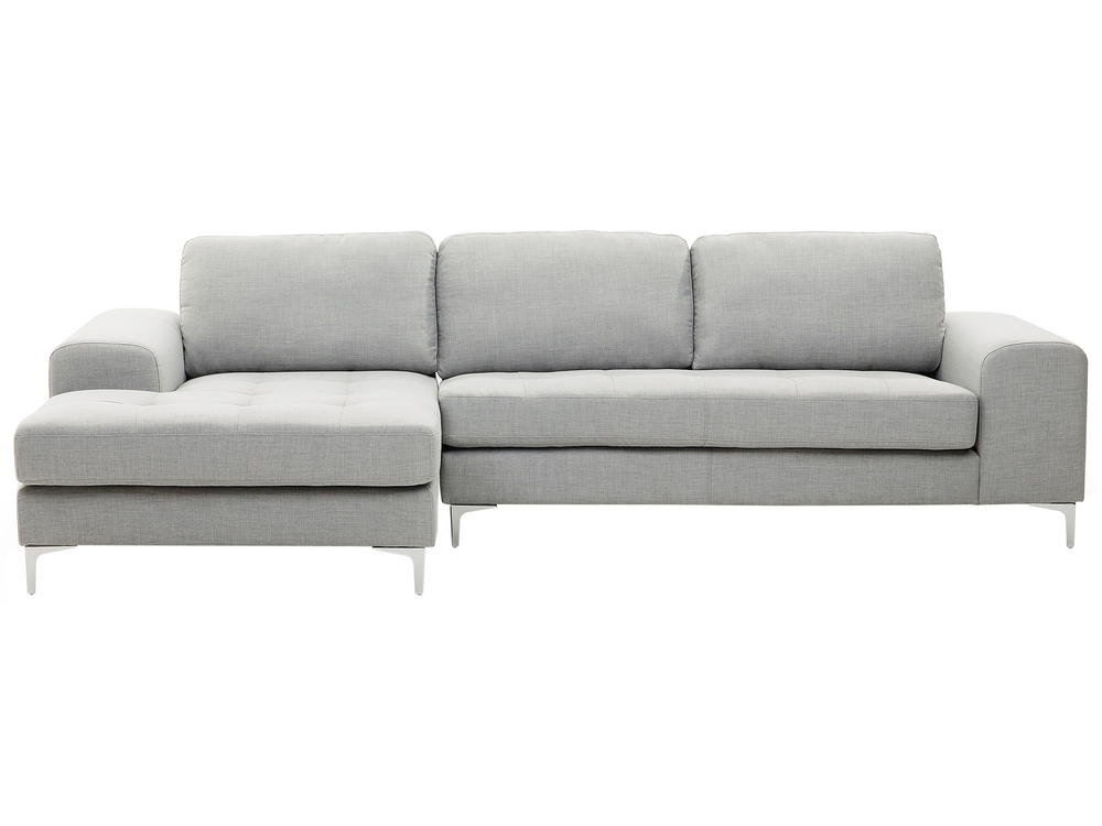 Right Hand Fabric Corner Sofa Light Grey KIRUNA Beliani