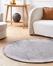 Tapis GESI Gris clair ø 140 cm Soie artificielle_1178027