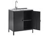 2 Piece Outdoor Kitchen Island and Cabinet Set with Sink Black VILAMA_872532