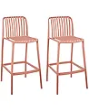 Set of 2 Bar Chairs ARICCIA 2 in 1 Synthetic Material Light Red