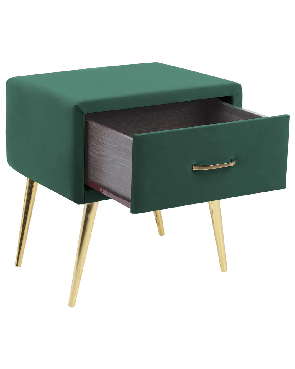 1 Drawer Bedside Table FLAYAT Velvet Emerald Green_833979