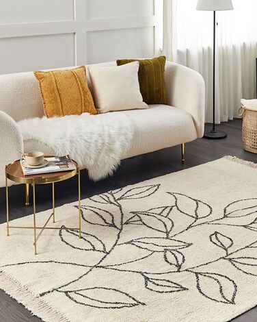 Cotton Area Rug 160 x 230 cm Beige and Black SAZLI