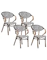 Set of 4 Garden Chairs CASPRI PE Rattan Black/ White