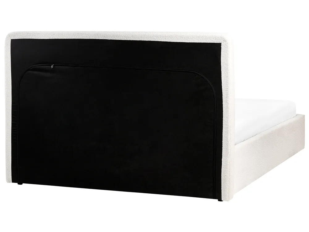 Bett mit Stauraum BRENON Bouclé Cremeweiß 160 x 200 cm_979256