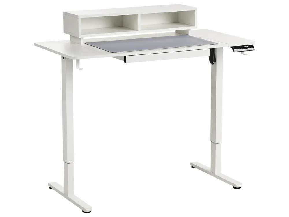 Biurko regulowane elektrycznie LUCAMA 120 cm 60 cm Z portem USB Biały