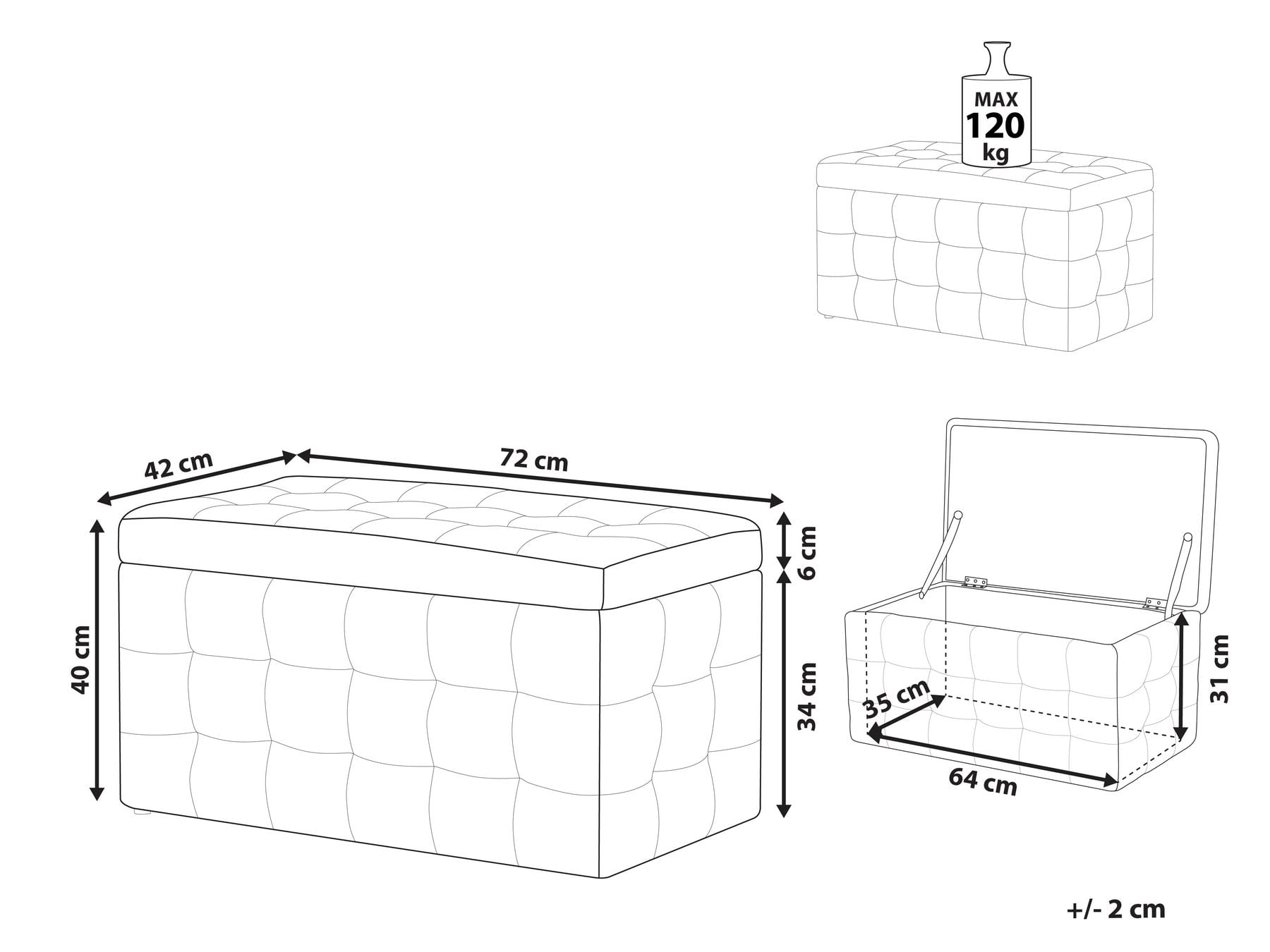 Puf ze schowkiem welurowy niebieski MICHIGAN_762020