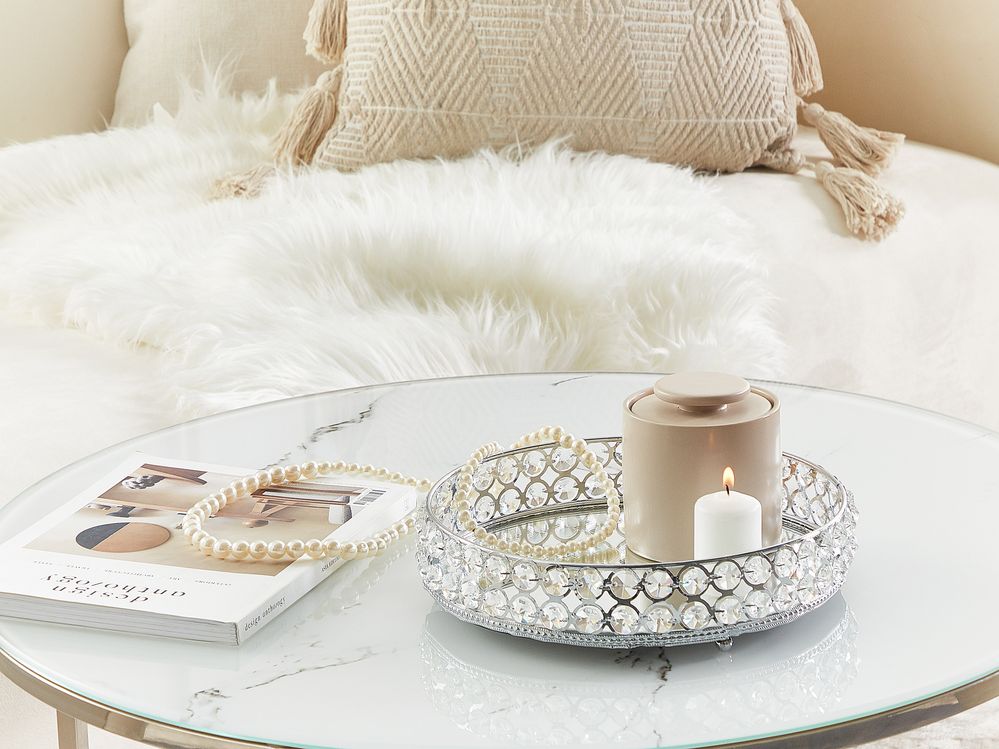 Decorative Tray VATAN Glass Silver