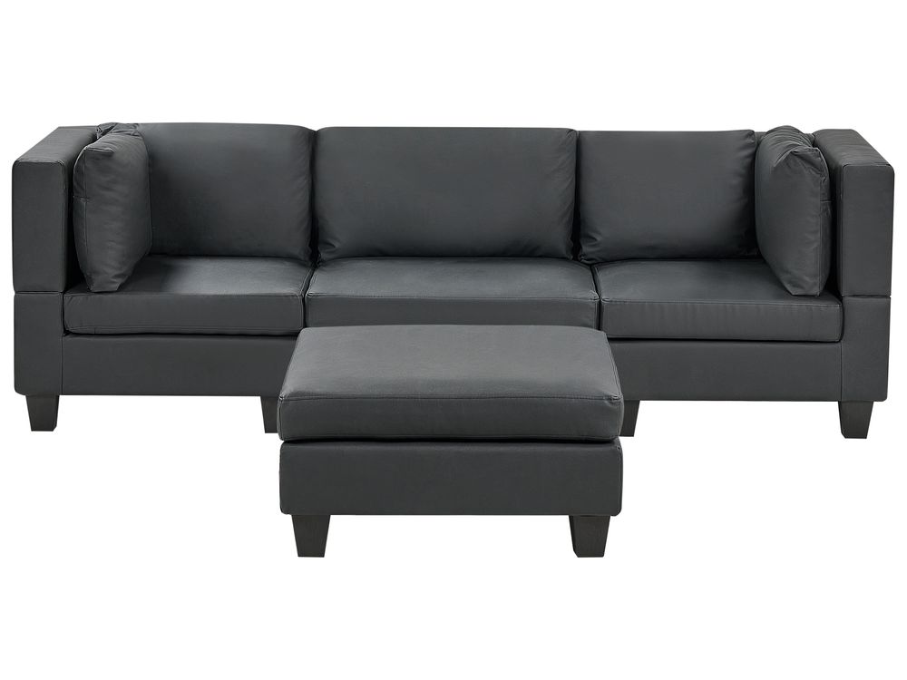 Modular Sofa 3 Seater UNSTAD Faux Leather Black