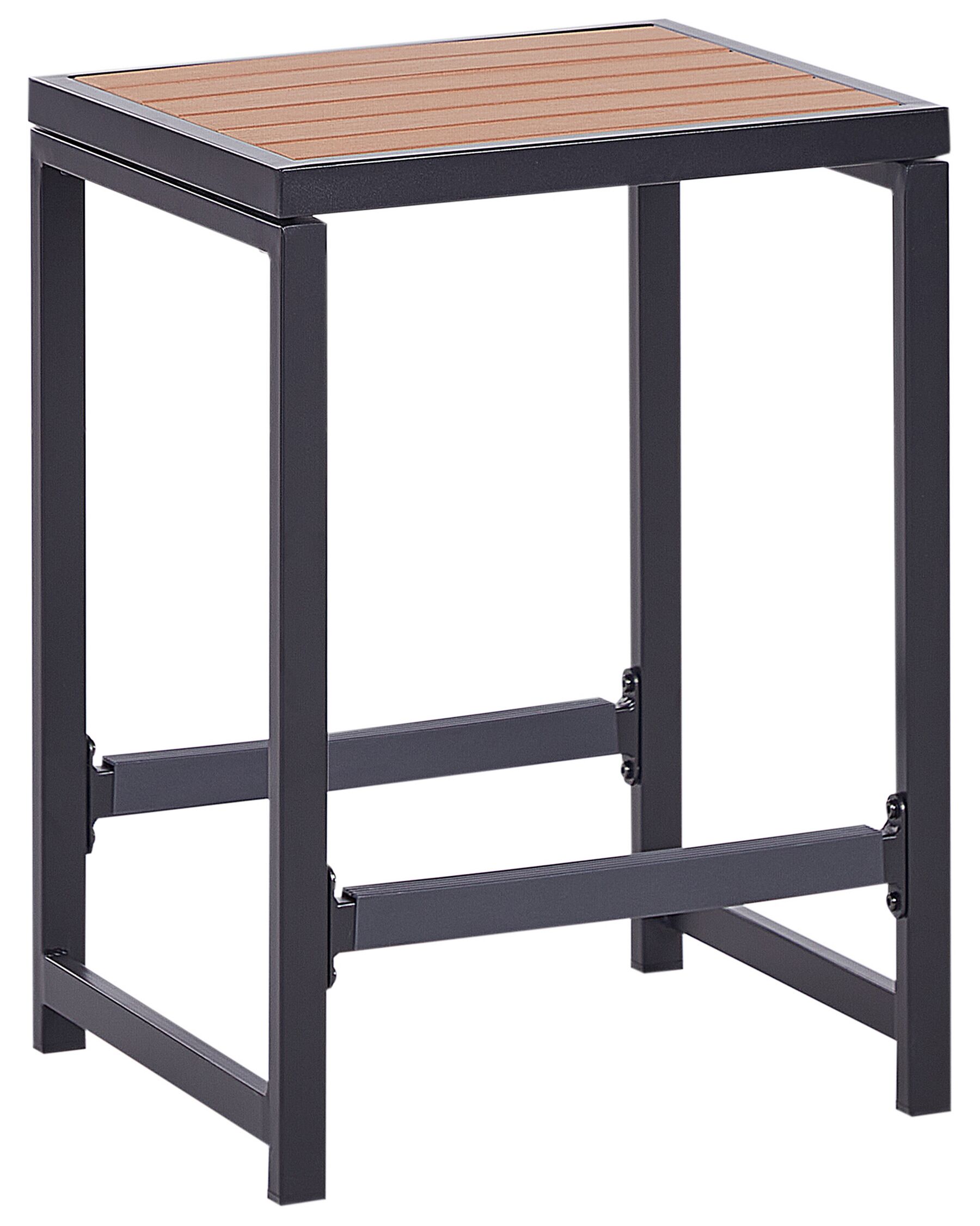 Steel Garden Stool Black and Light Wood AVETRANA_933446