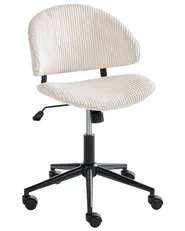 Sedia da ufficio KIANA Velluto a coste Bianco sporco_1042873