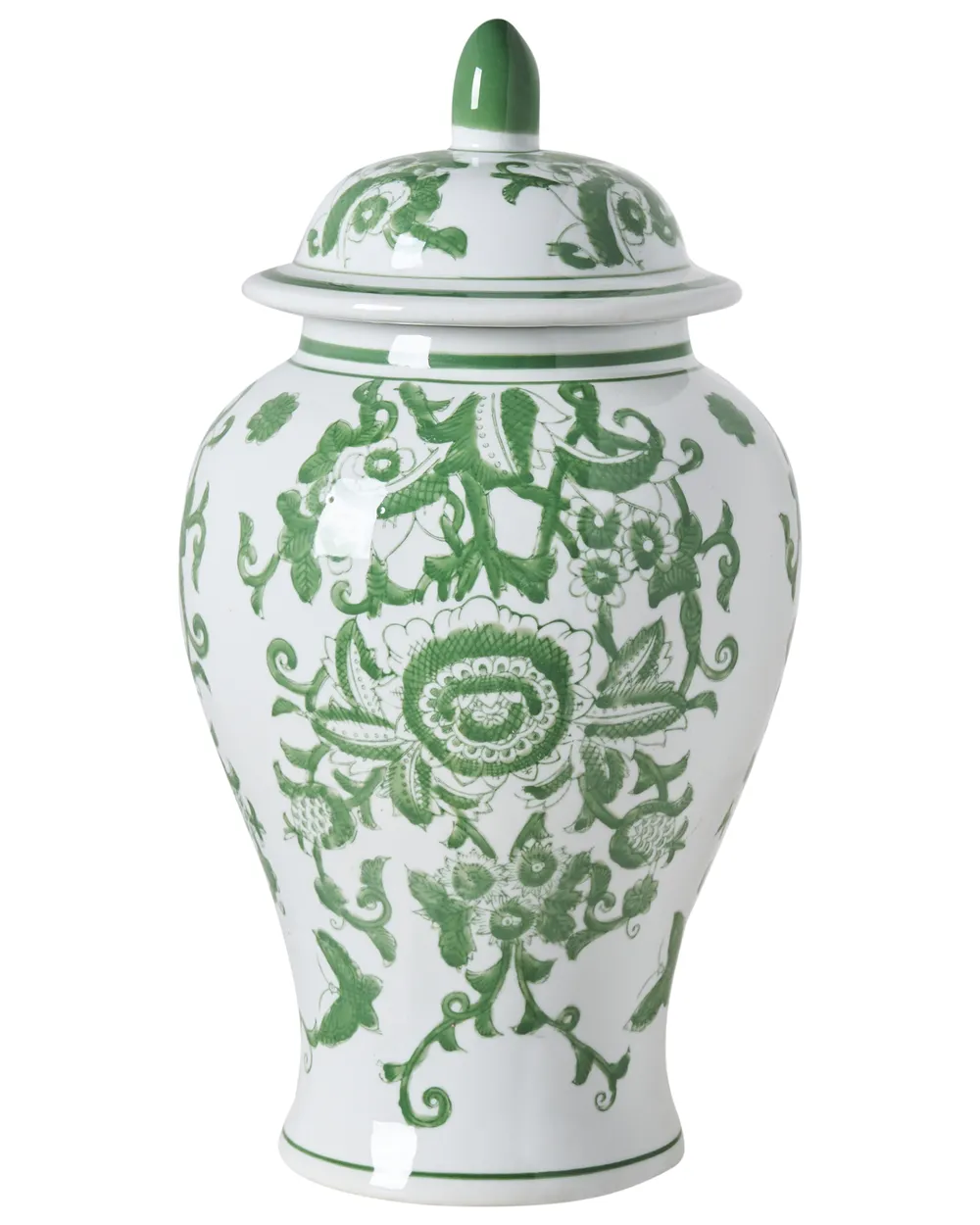 Wazon z pokrywką MONDRAGON 37 cm Porcelana Biały/ zielony