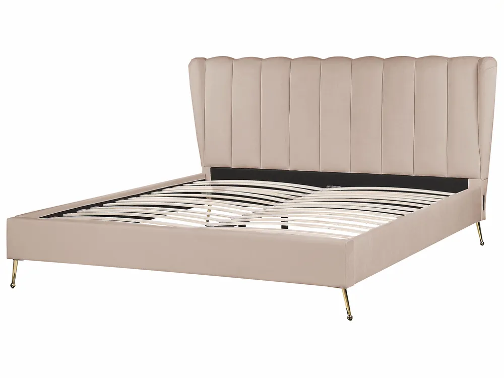 Bett mit Lattenrost Samtstoff MIRIBEL 180 x 200 cm Taupe_870591