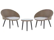 Bistro Set with Cushions ORTIGIA PE Rattan Light Beige Beige_812318