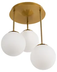3 Light Pendant Lamp RIANA Glass Metal Brass_1029106