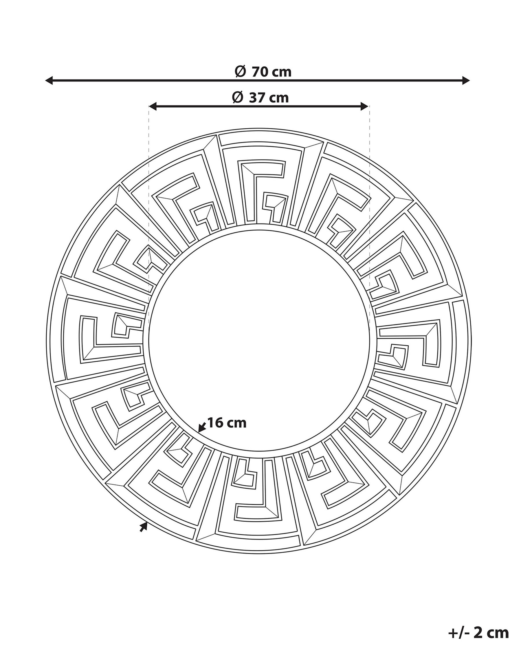 Specchio FLERS 70 cm 70 cm Metallo Oro_757093