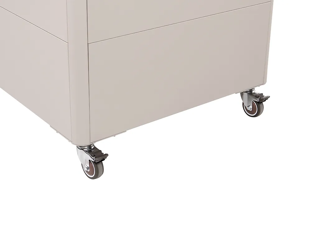 Aufbewahrungsbox KYMI 136 cm 55 cm Metall mit Rädern Beige_1172877