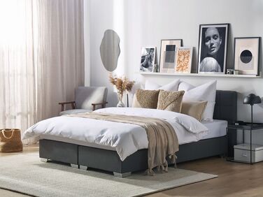 Fabric EU Super King Size Divan Bed Dark Grey ADMIRAL 