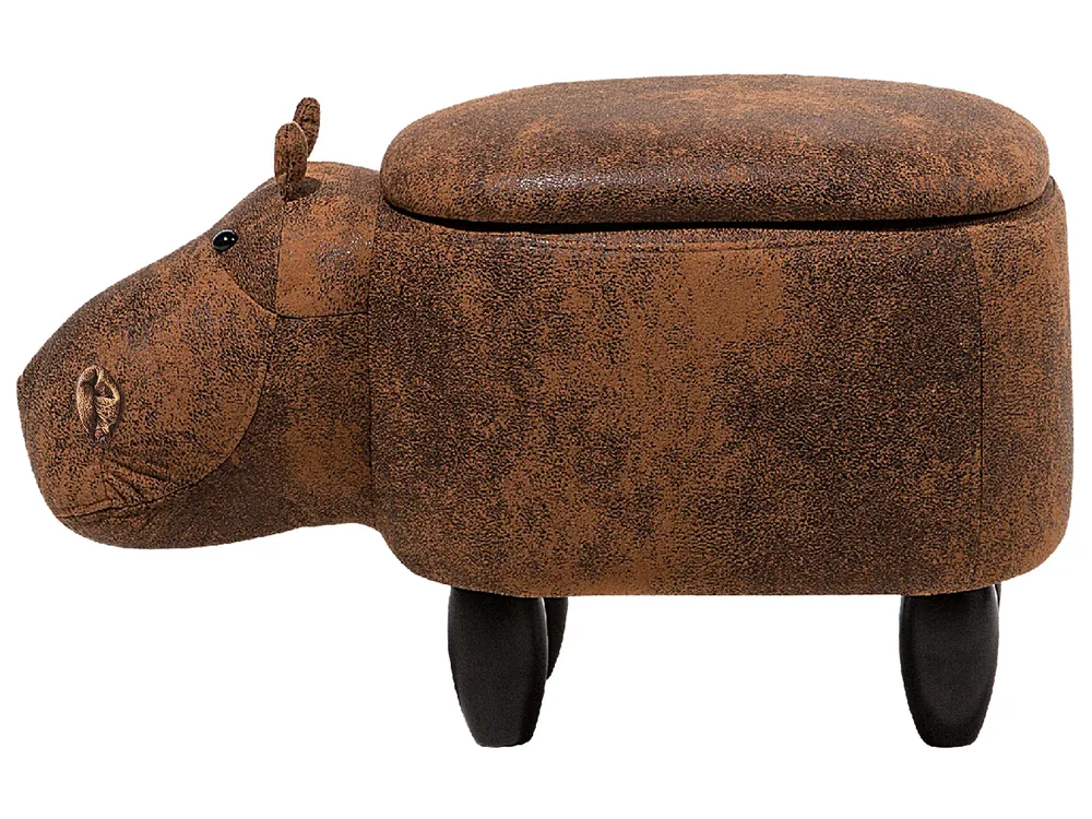 Pufa zwierzak ze schowkiem HIPPO Hipopotam Ekoskóra Brązowy_710396
