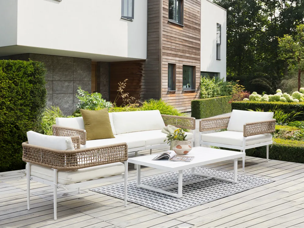 Garden Lounge Set with Table 5 Seater SERLA Metal White_930768