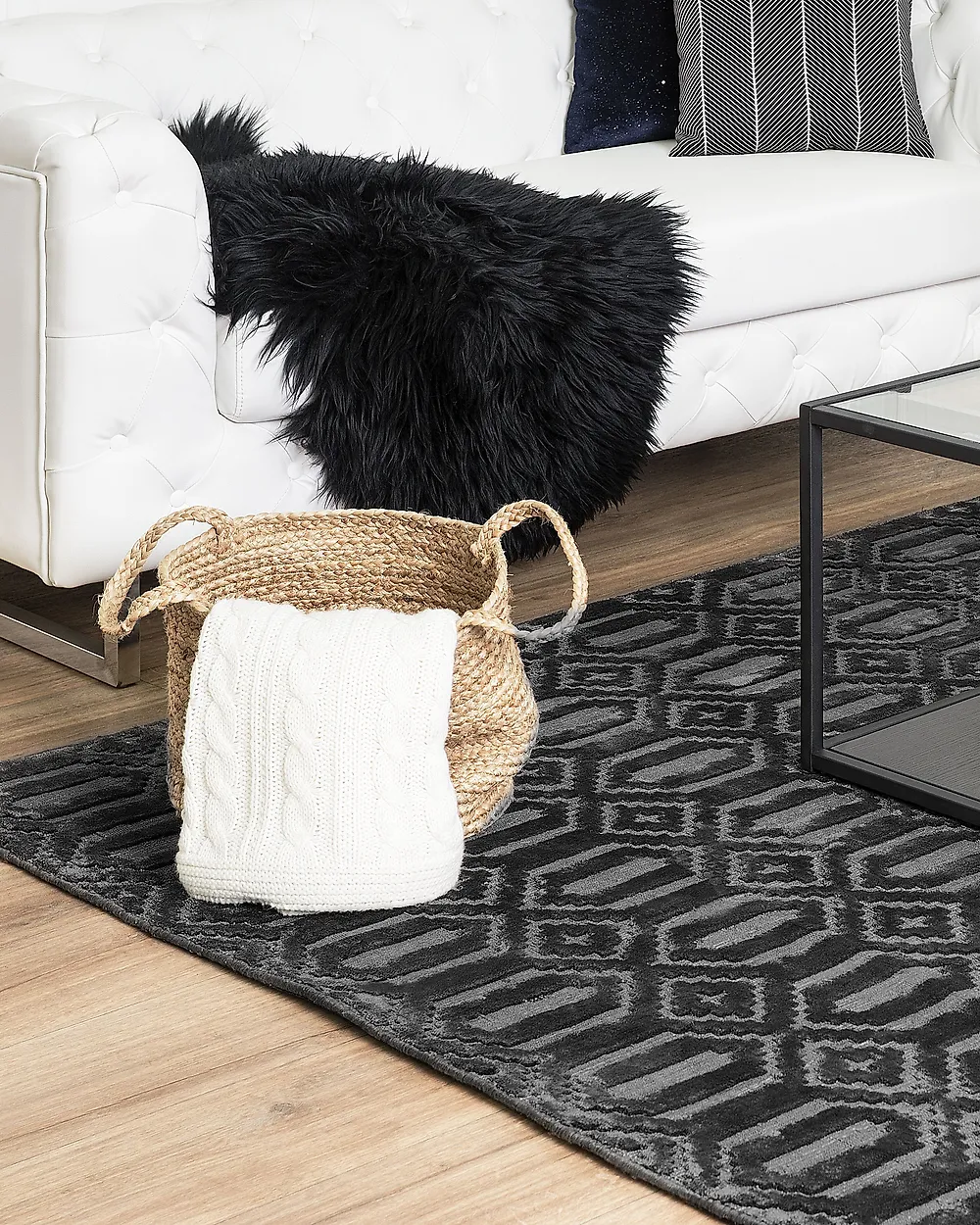 Tapis ADATEPE Gris foncé 140 x 200 cm Soie artificielle_1179355