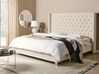 Zamatová posteľ 180 x 200 cm krémová biela LUBBON_882172