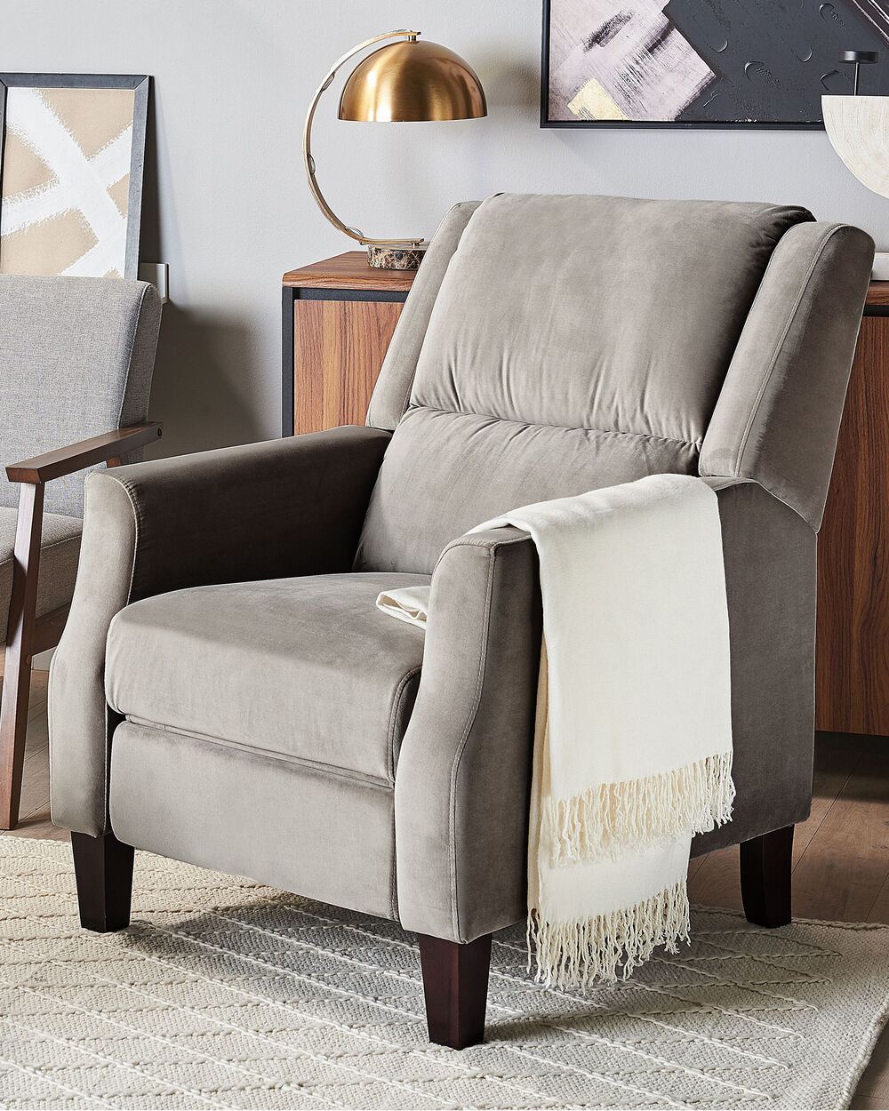 Recliner Chair EGERSUND Velvet Grey Beliani.pl