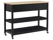 Kitchen Trolley NAVARINO Wood Black_774595