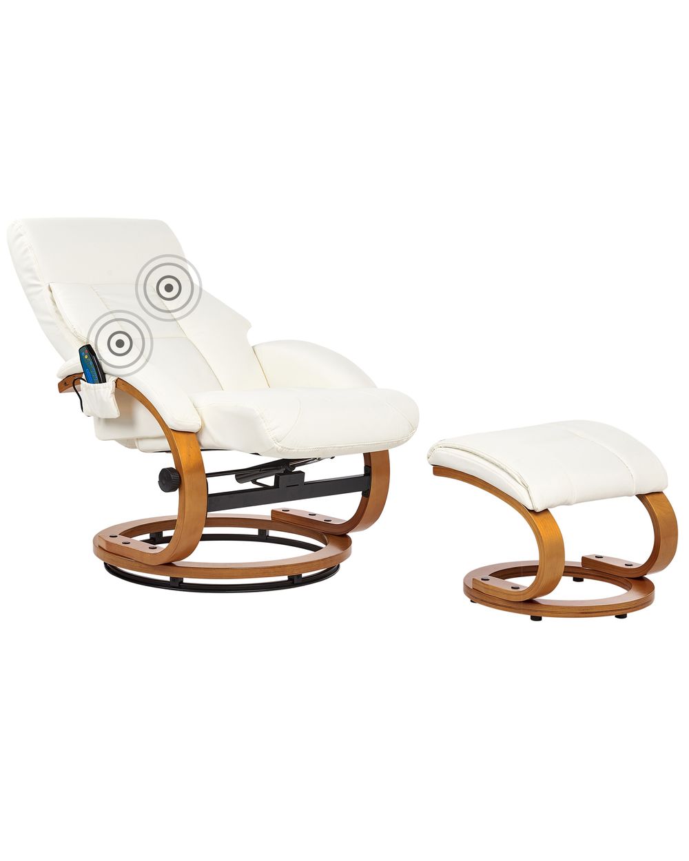 Sillón de masaje FORCE con reposapiés Piel sintética Blanco