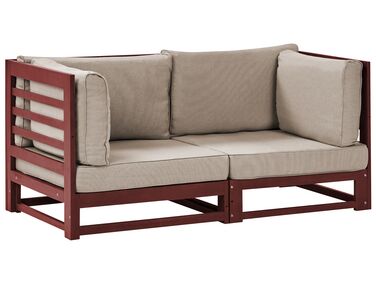 Sofa ogrodowa z certyfikowanego drewna 2-osobowa mahoniowy brąz TRANI 