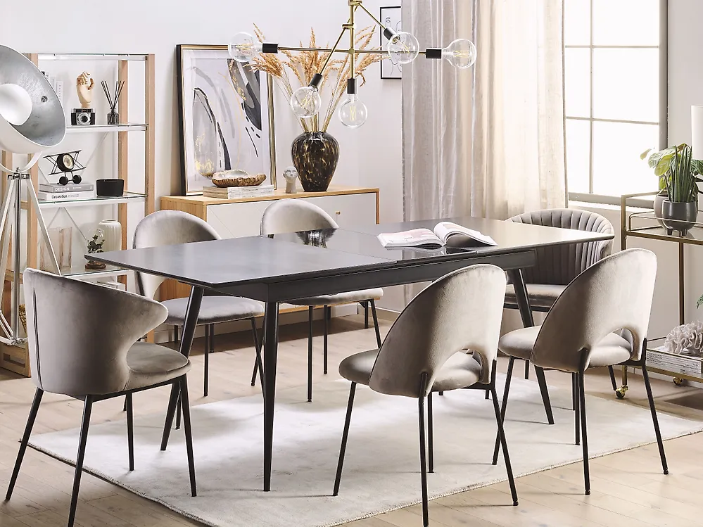 Extending Dining Table MALDON Black 160/200 cm 90 cm_1171928