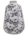 Stoneware Flower Vase 25 cm White with Navy Blue MARONEIA_810748