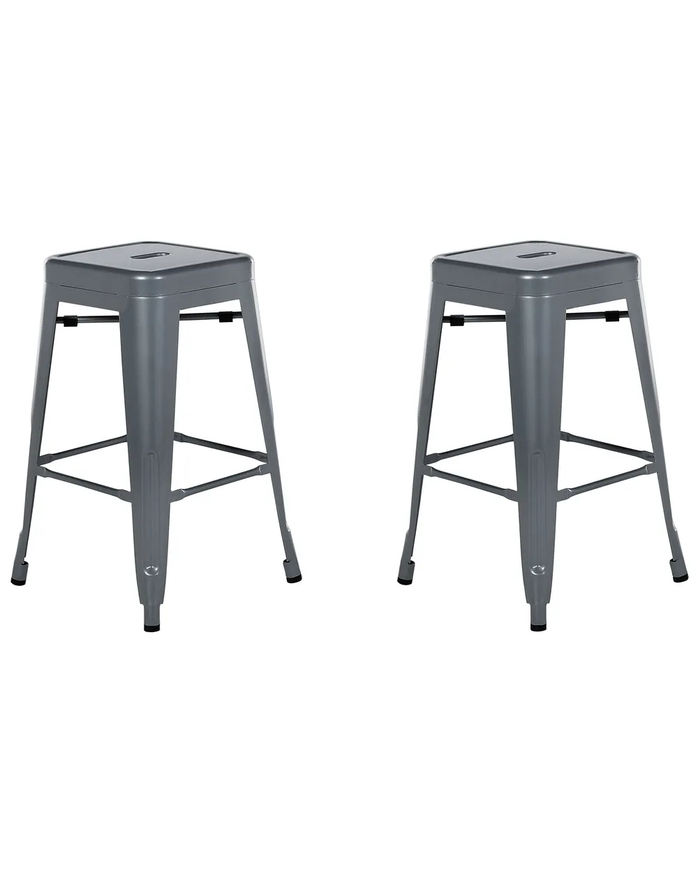 Set of 2 Bar Stools CABRILLO Metal Grey