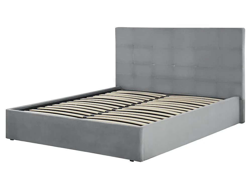Bett mit Stauraum LORIENT Samtstoff Hellgrau 160 x 200 cm_827078