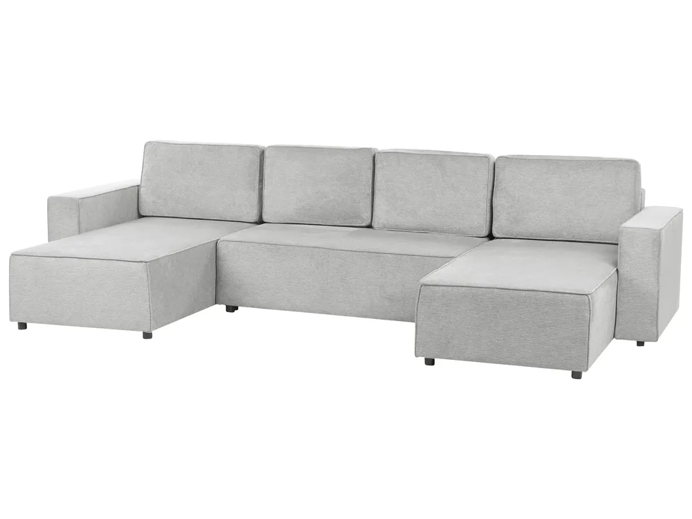Divano letto a U 4 posti VATNE con contenitore Tessuto Grigio_950575