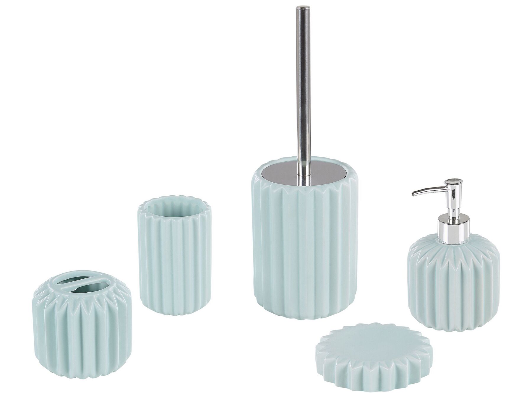 Ceramic 5-Piece Bathroom Accessories Set Blue GORBEA_788552