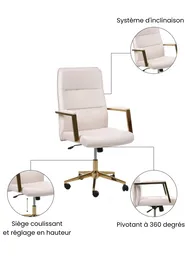 Fauteuil de bureau DEMURE Velours Beige clair_1063330
