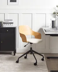 Sedia da scrivania NOVATO Lino sintetico Beige chiaro_962971