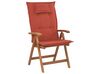 Zestaw ogrodowy drewno akacjowe stół i 6 krzeseł z poduszkami czerwonymi JAVA_804114