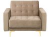 Conjunto de sofás reclináveis com 5 lugares em veludo cor de areia ABERDEEN_751125